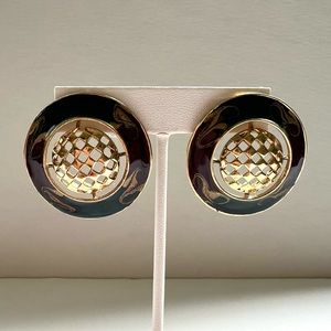 Vintage Goldtone & Enamel Statement Earrings